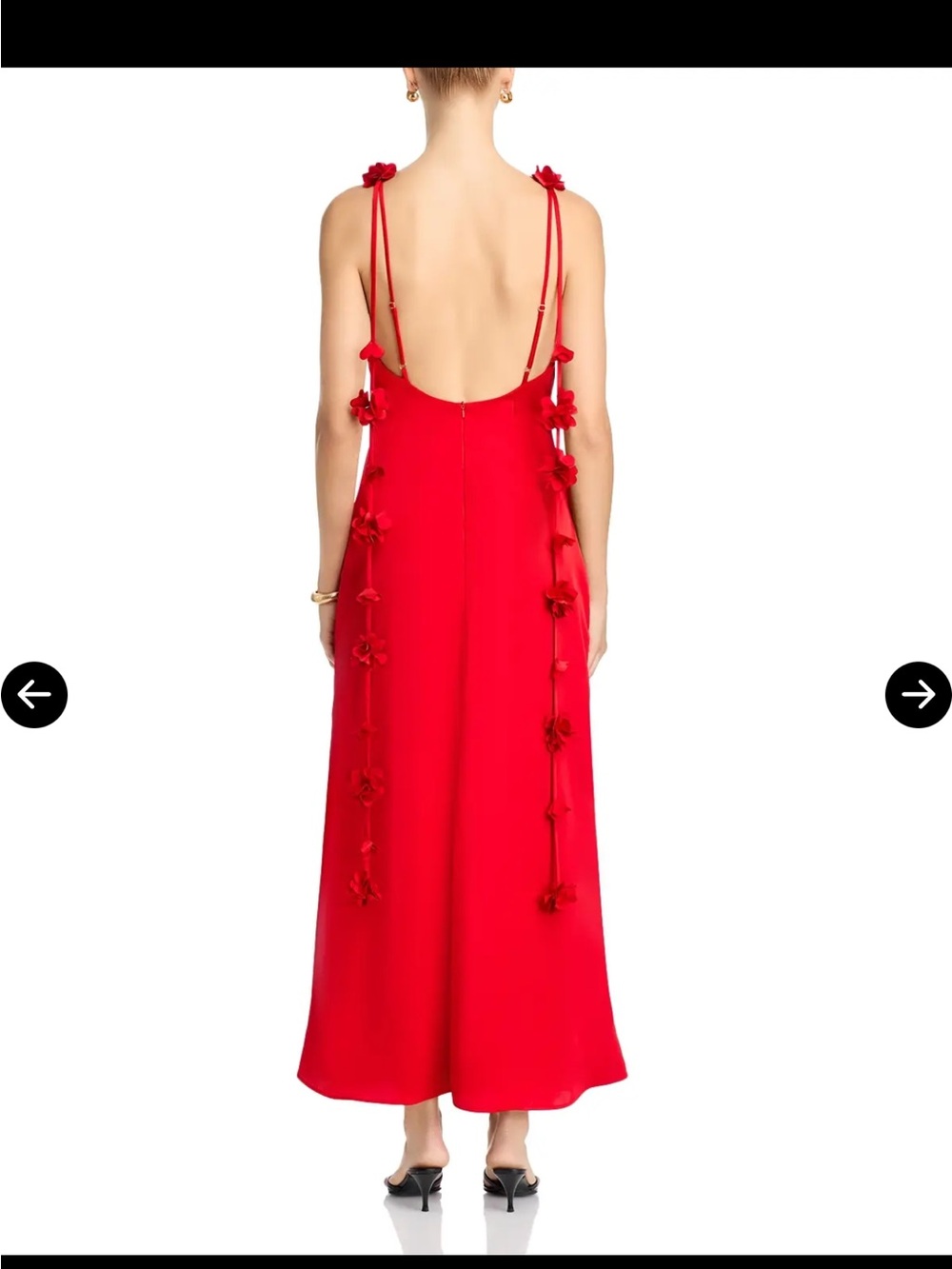 Nwt Aqua Red Backless Floral-Detail Slip Dress